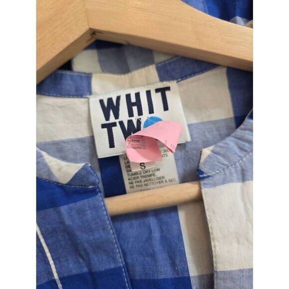 WHIT TWO $228 Anthropologie Gingham Tiered Midi Dress in Blue Motif, Size S - Picture 7 of 10